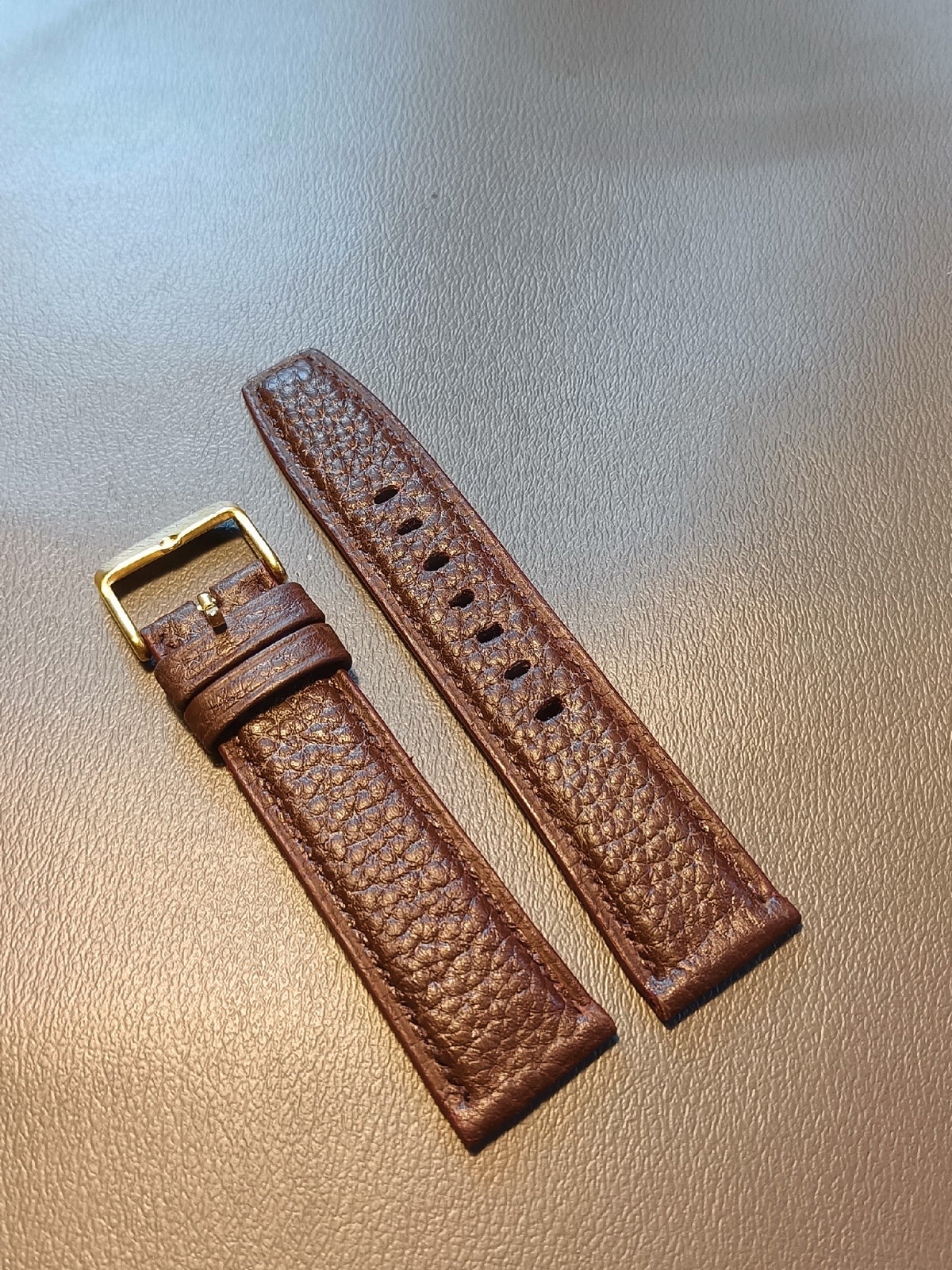 Brown Togo Leather Watch Strap 22mm