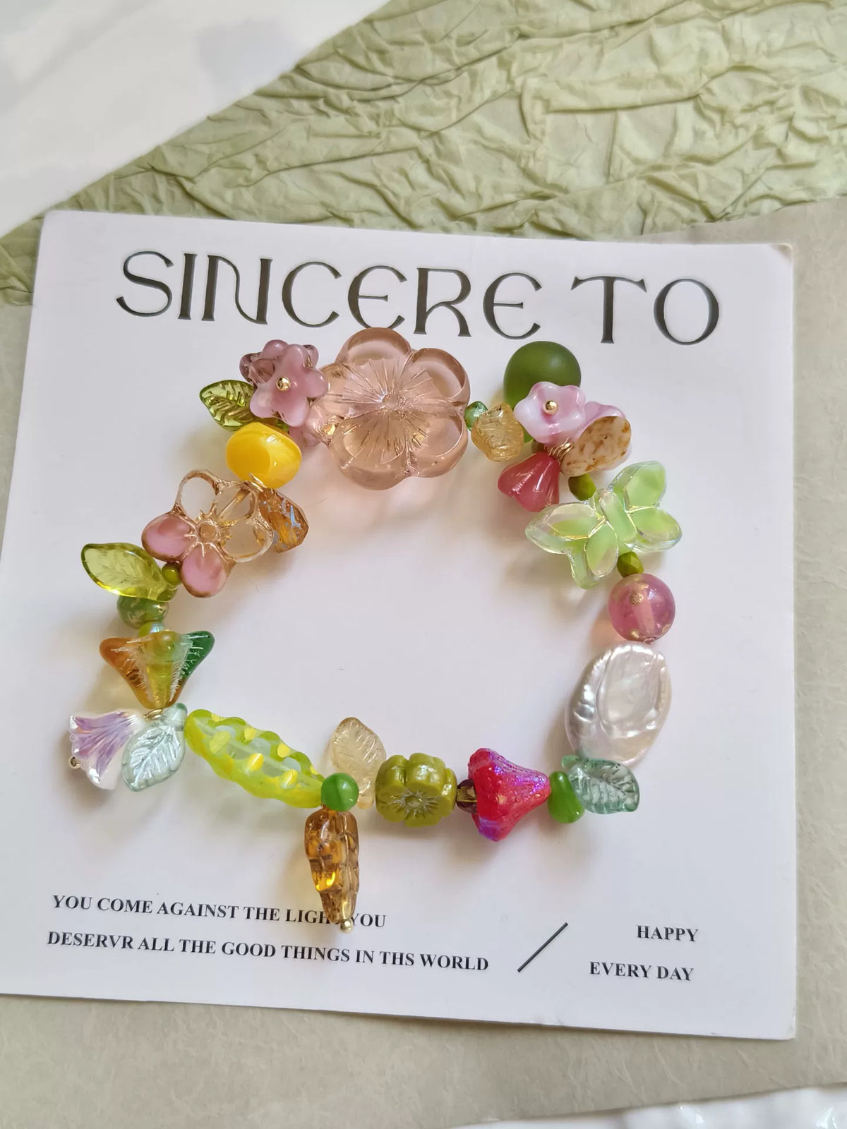 Pulseira Elástica de Contas de Vidro Checo