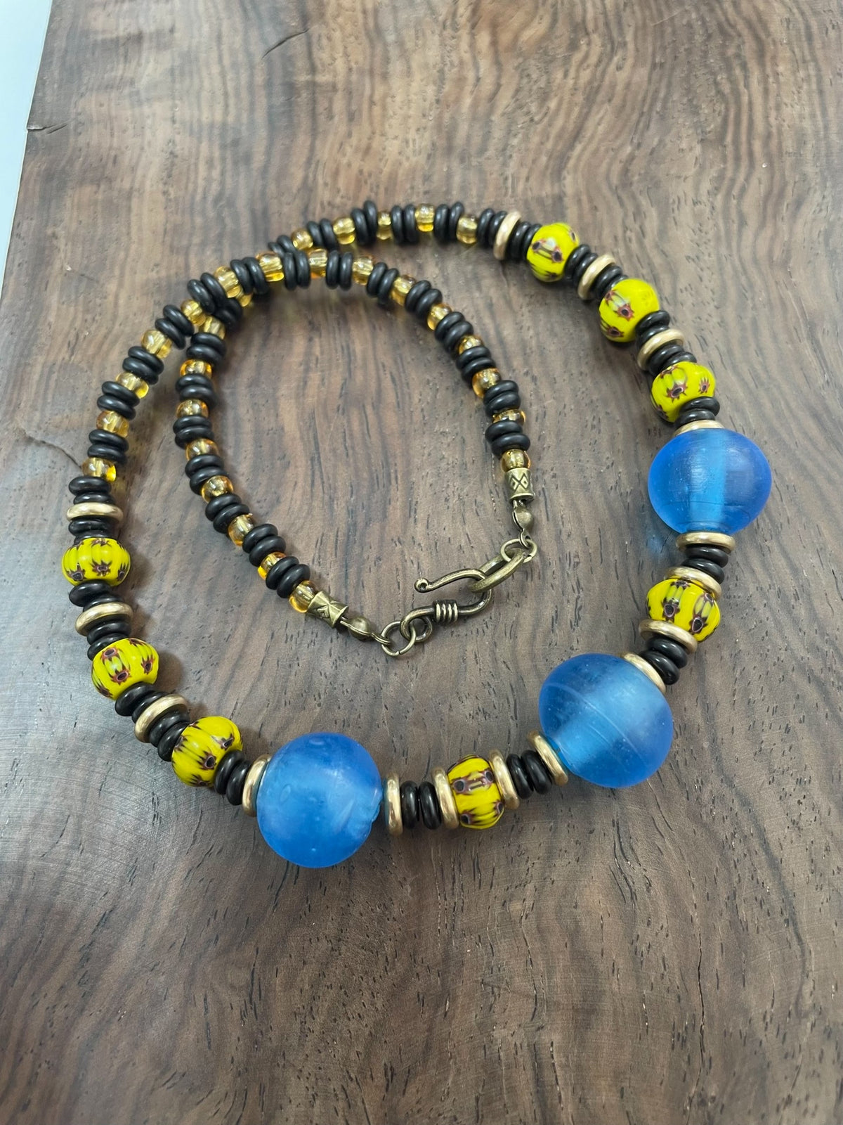 Nepalese Glass Beaded Necklace with Copper Spacers