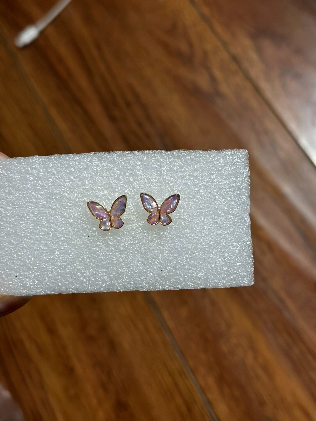 Iridescent Butterfly Stud Earrings S925 Silver