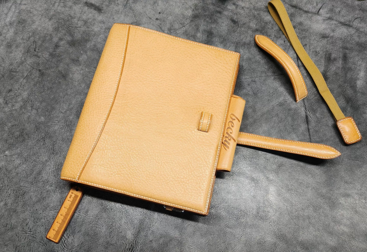 Couverture de carnet en cuir A5 avec six anneaux