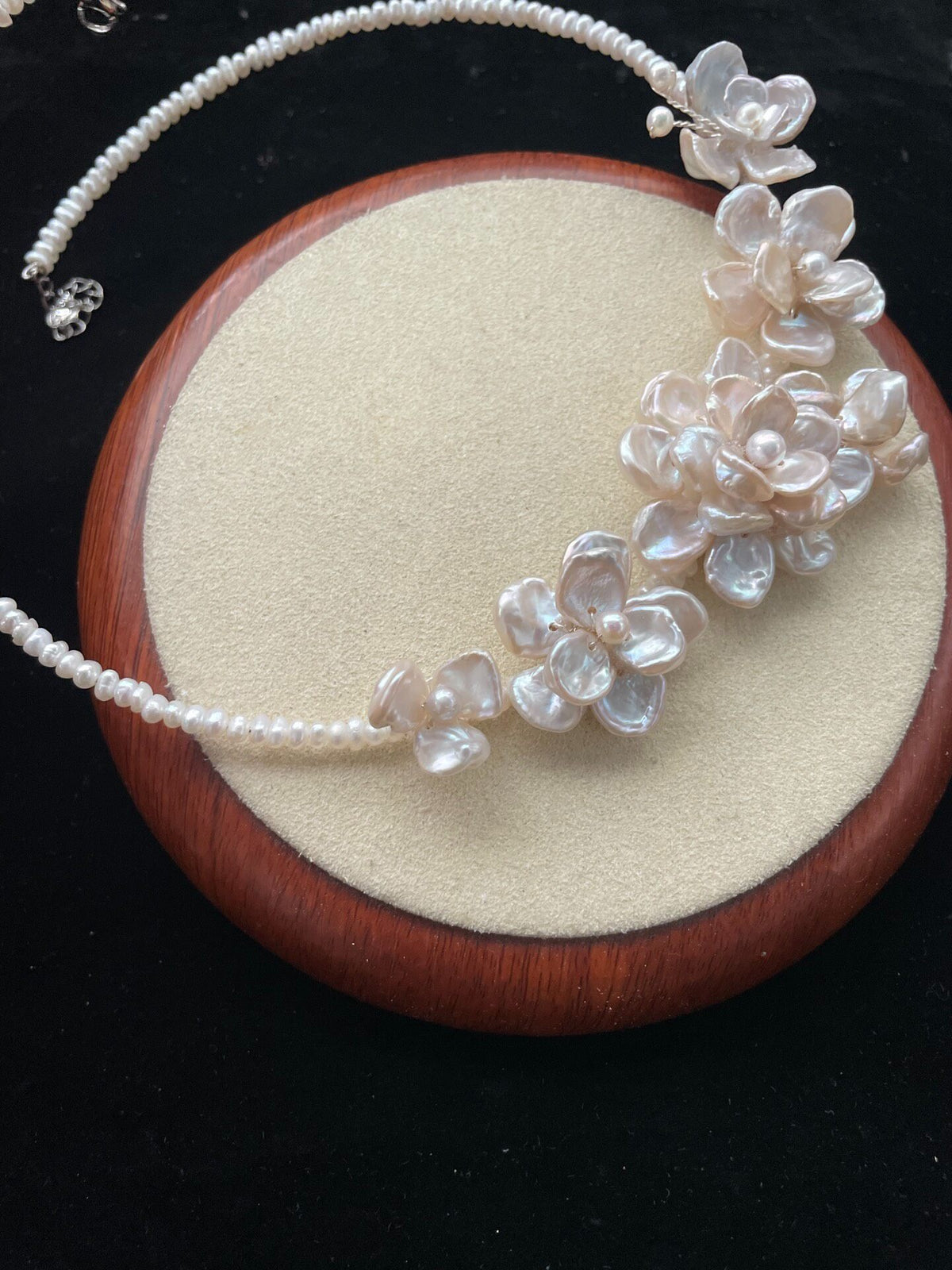 Natural Pearl Choker Floral Baroque Necklace