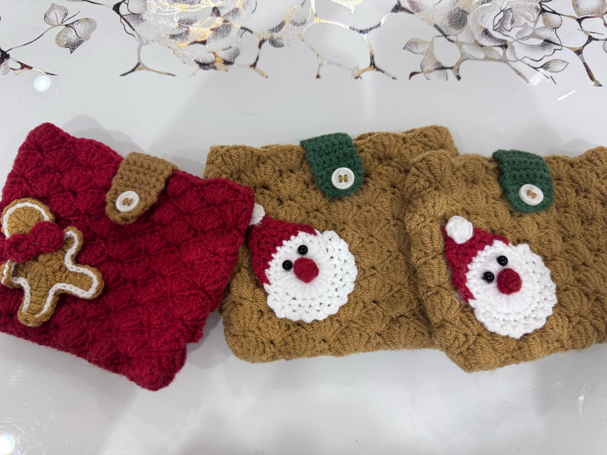 Monedero y Portetarjetas de Navidad Tejido a Mano