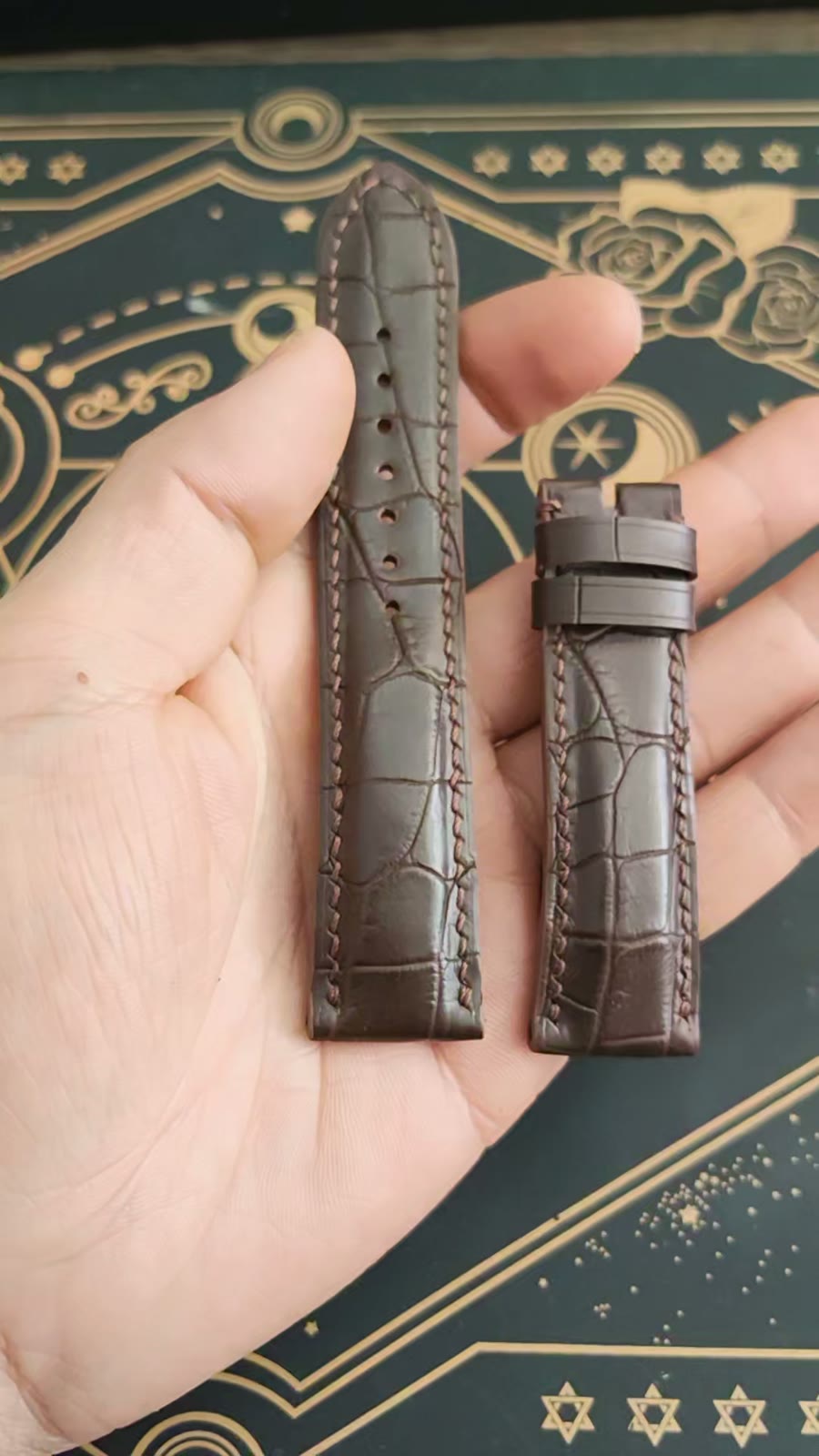 Genuine Crocodile Leather Watch Strap Brown