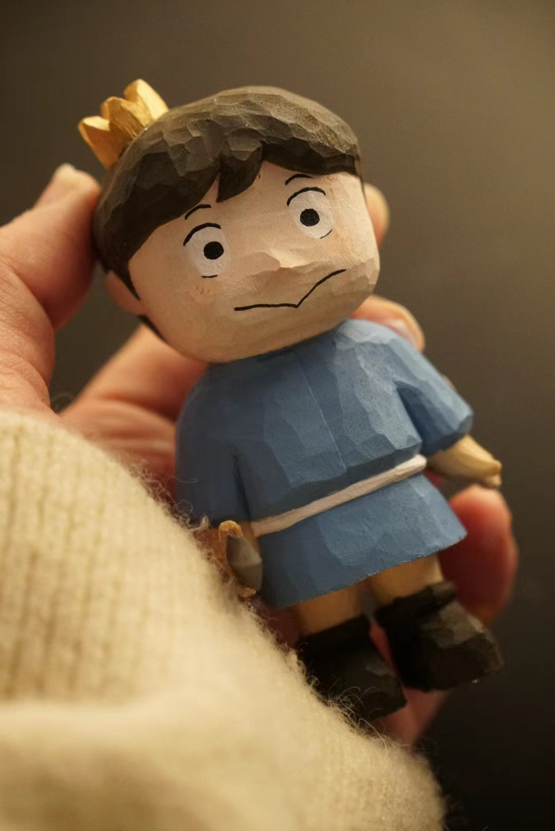 Hand-Carved Basswood Woggy Figure 10cm Low-Poly Style