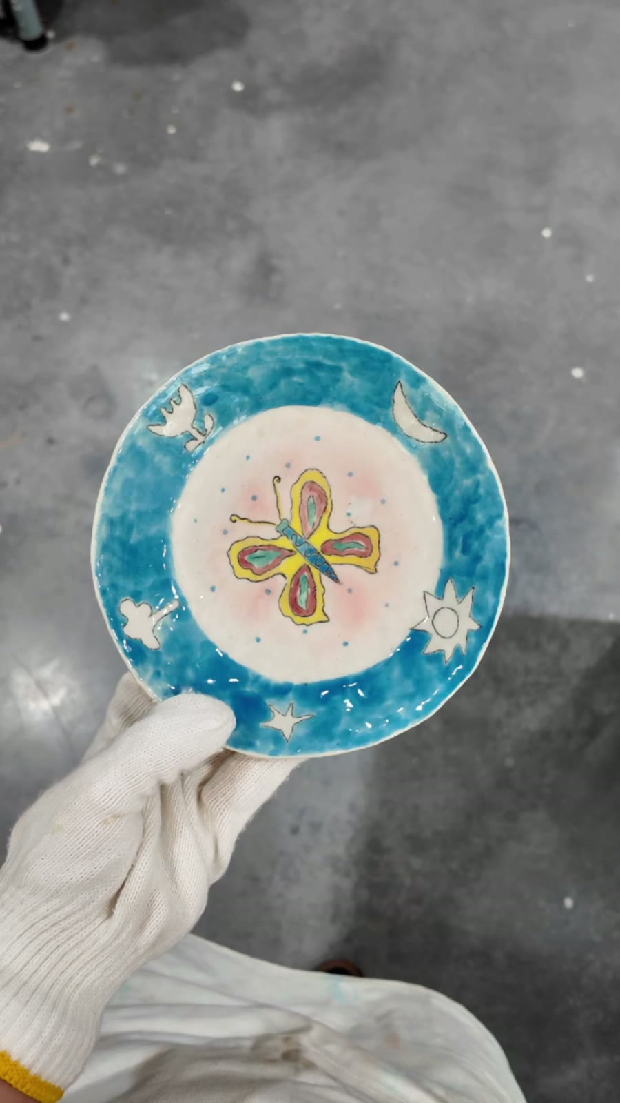 Handmade Ceramic Butterfly Star Blue Plate