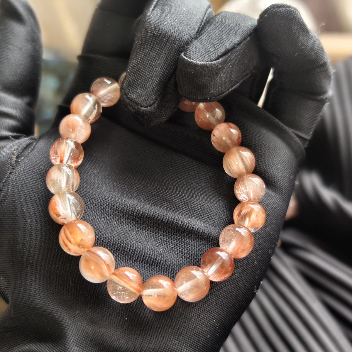 Bean Paste Rabbit Hair Crystal Bracelet 9mm