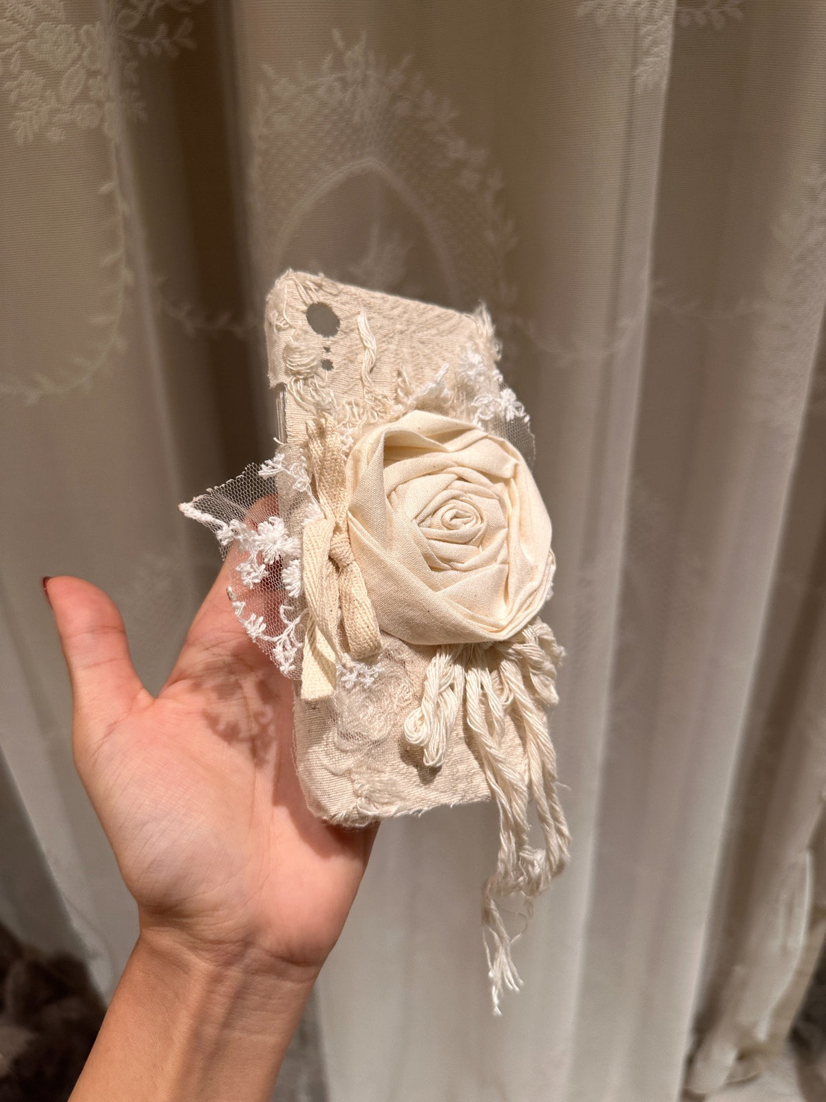 Fabric Rose Phone Case with Tassels