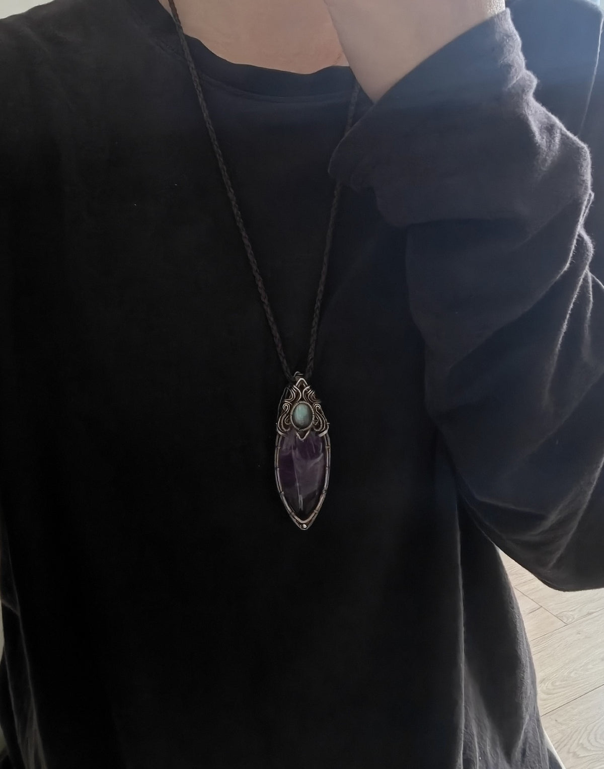 Amethyst Ketting met Dubbelzige Hanger