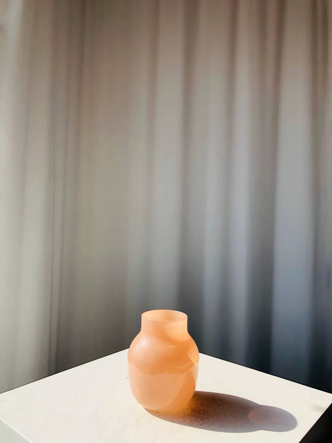 Frosted Peach Glass Vase 13cm