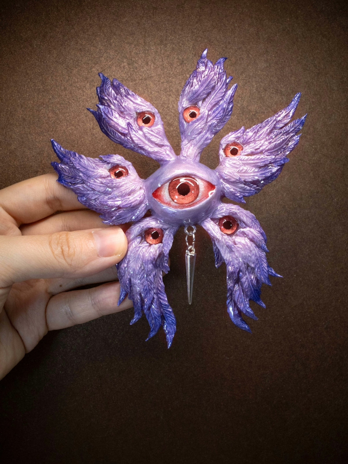Multieyed Purple Resin Clay Necklace Brooch