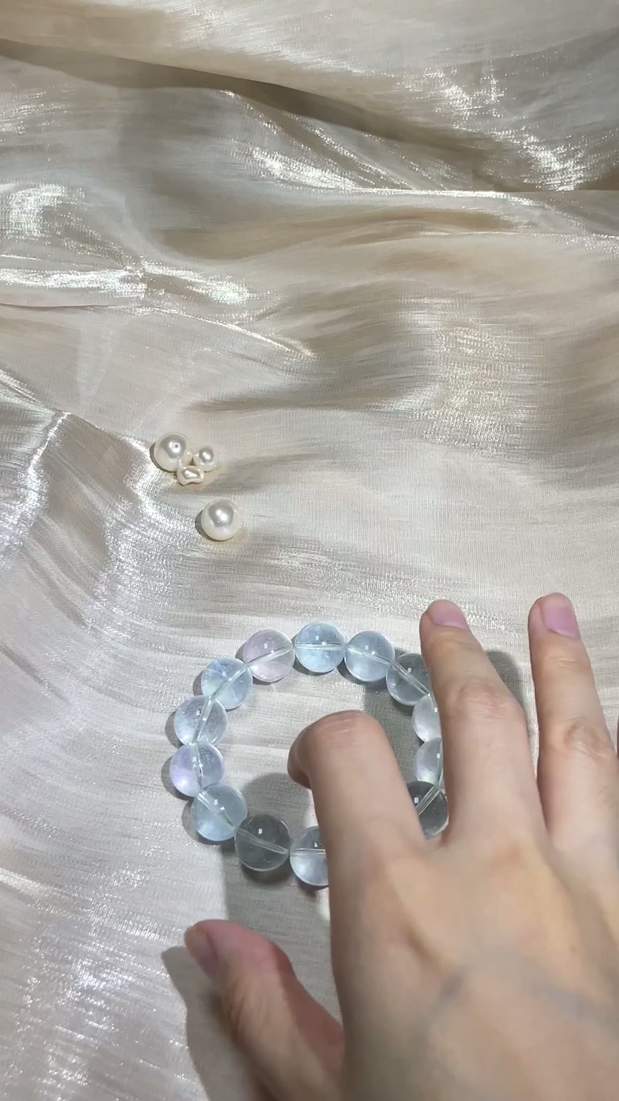 Natural Aquamarine Crystal Beaded Bracelet