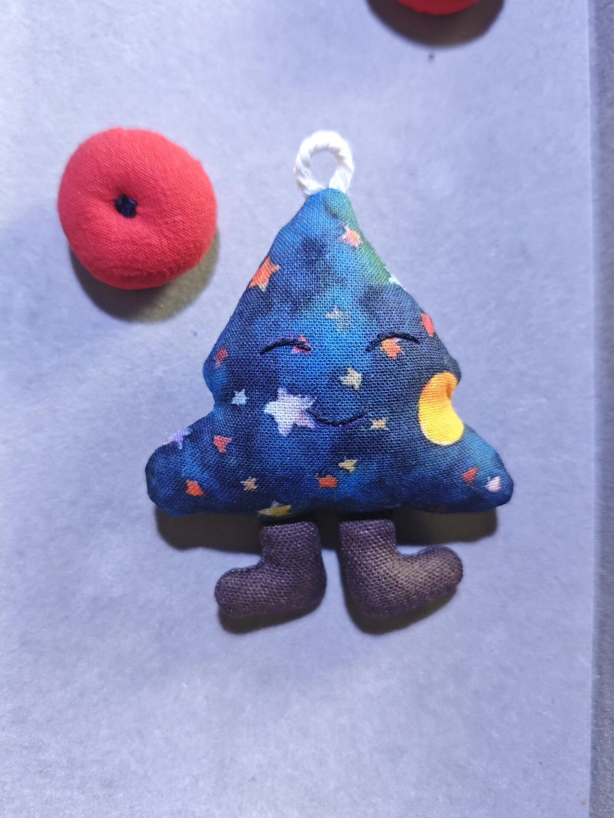 Handmade Dark Blue Tree Plush Ornament