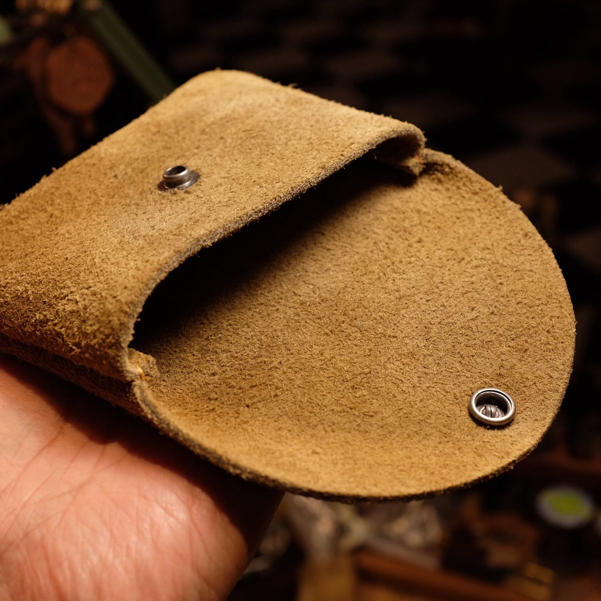 Suede Leather Pouch with Magnetic Closure