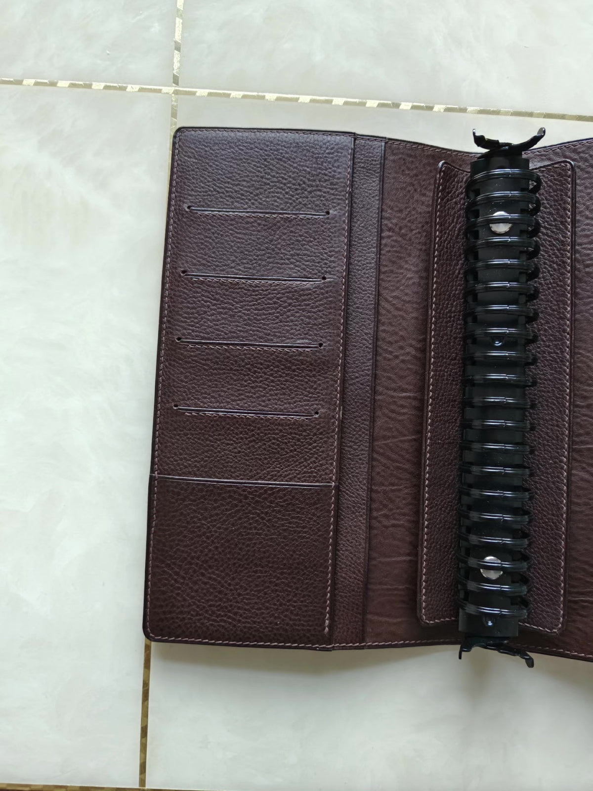 A5 Slim Pink Leather Loose Leaf Notebook