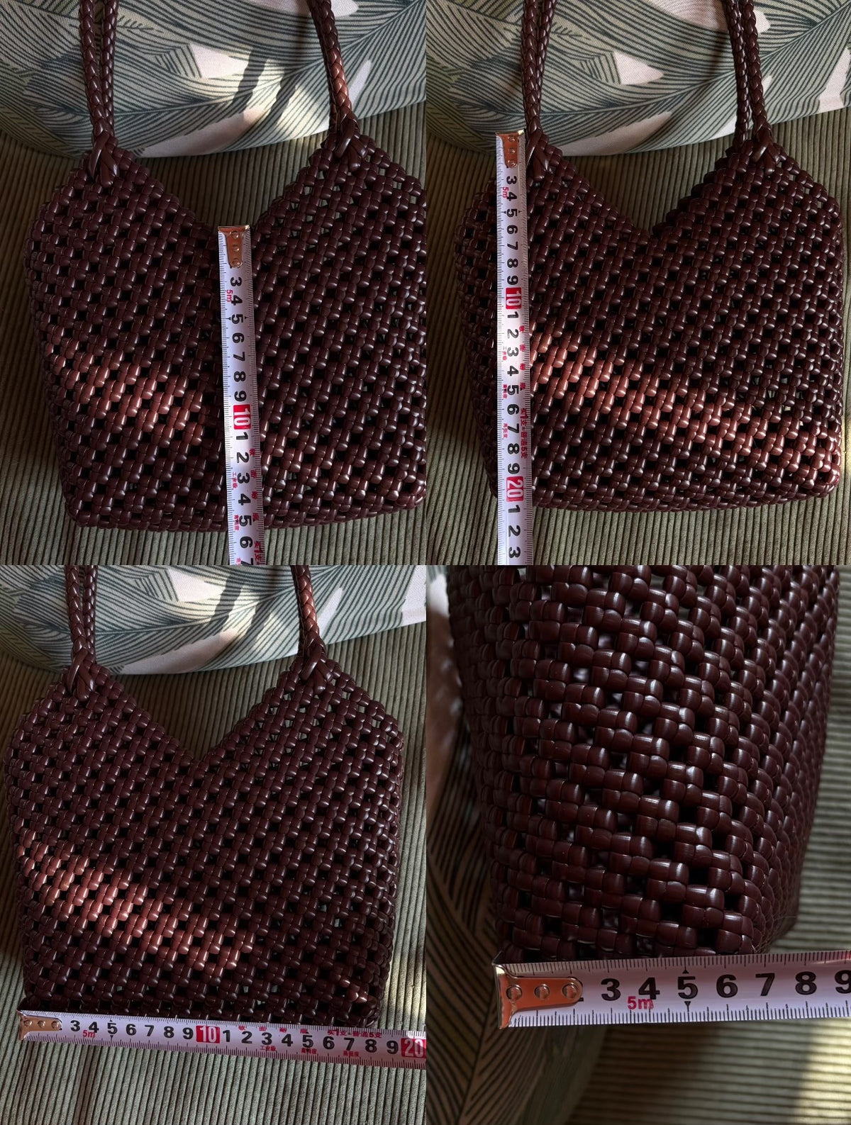 Irregular Woven Handbag Coffee Brown Medium Large