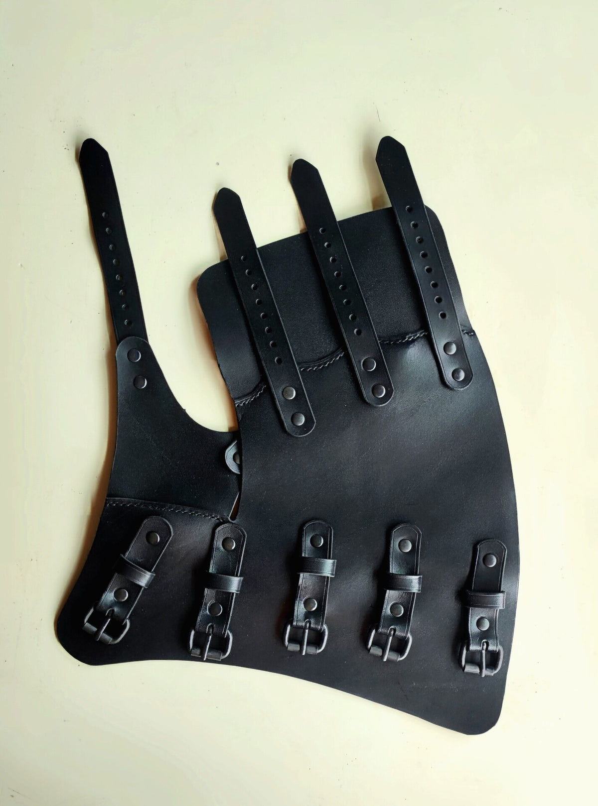 Handmade Leather Arm Guard with Brass Buckles