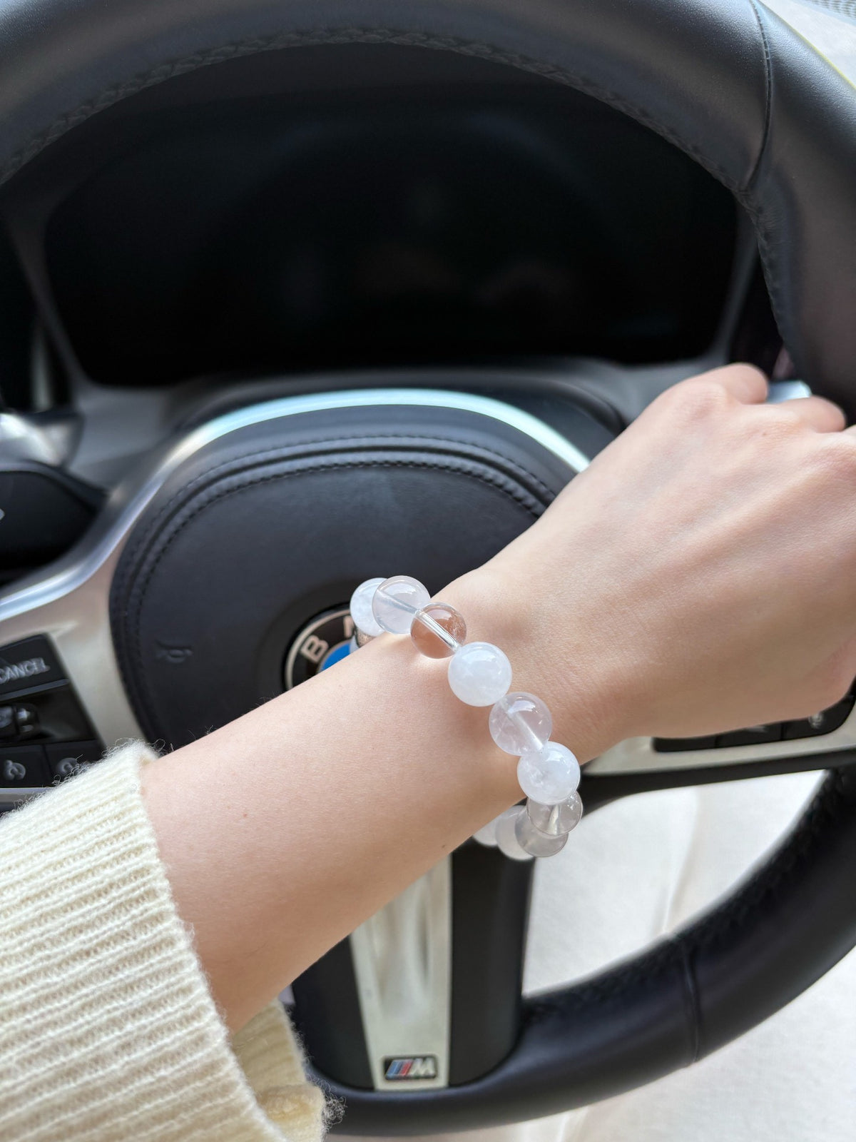 White Crystal Beaded Stacking Bracelet