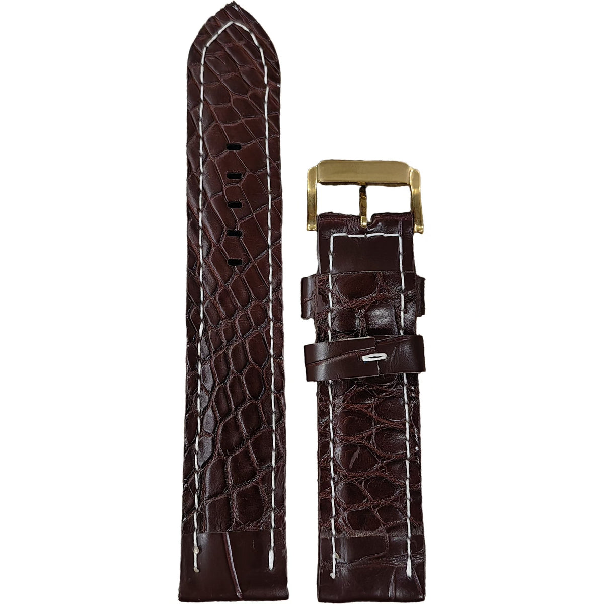 Crocodile Leather Watch Strap Brown 23mm