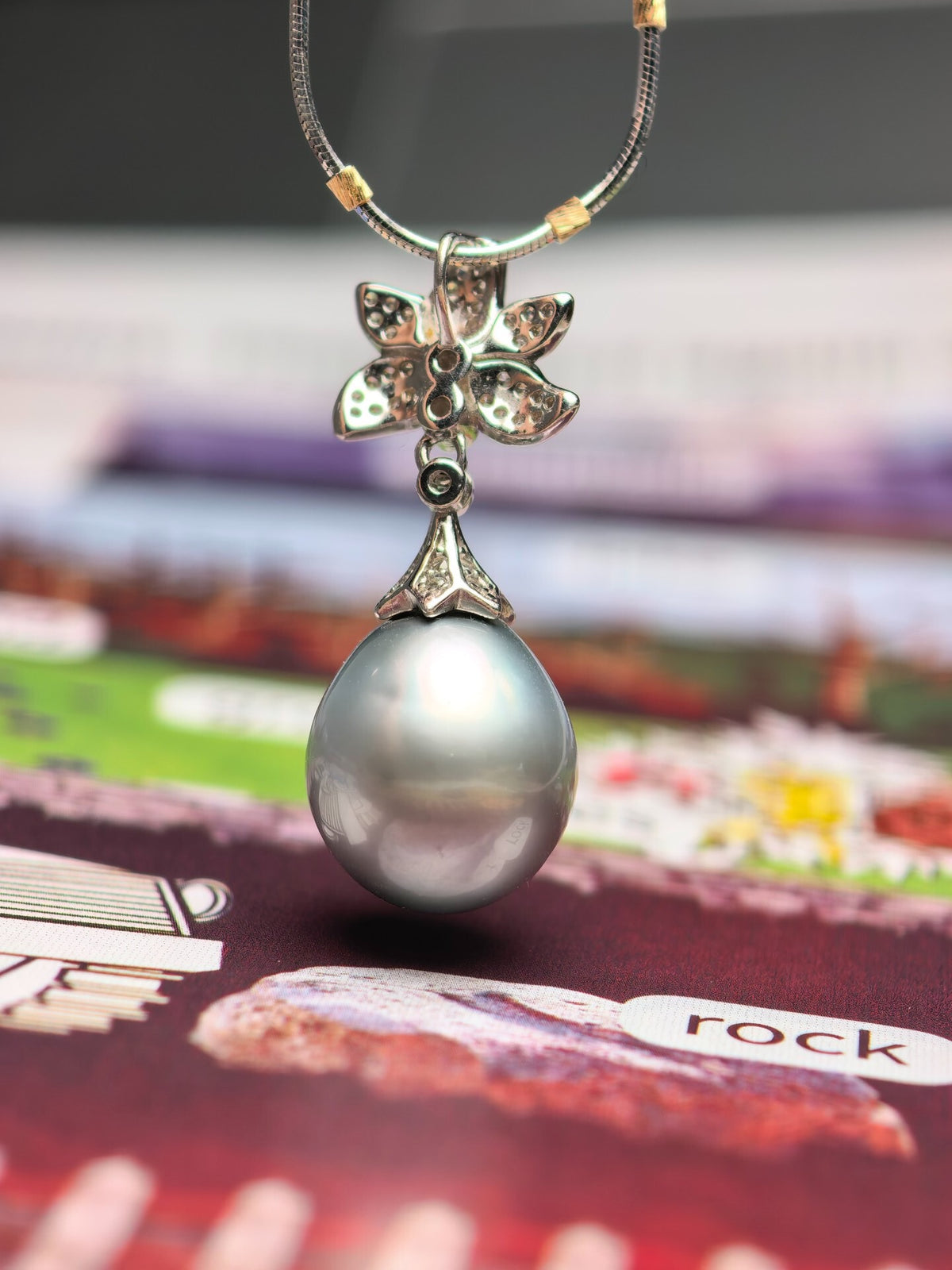 Tahitisk platinagrå pärlililja S925-halsband