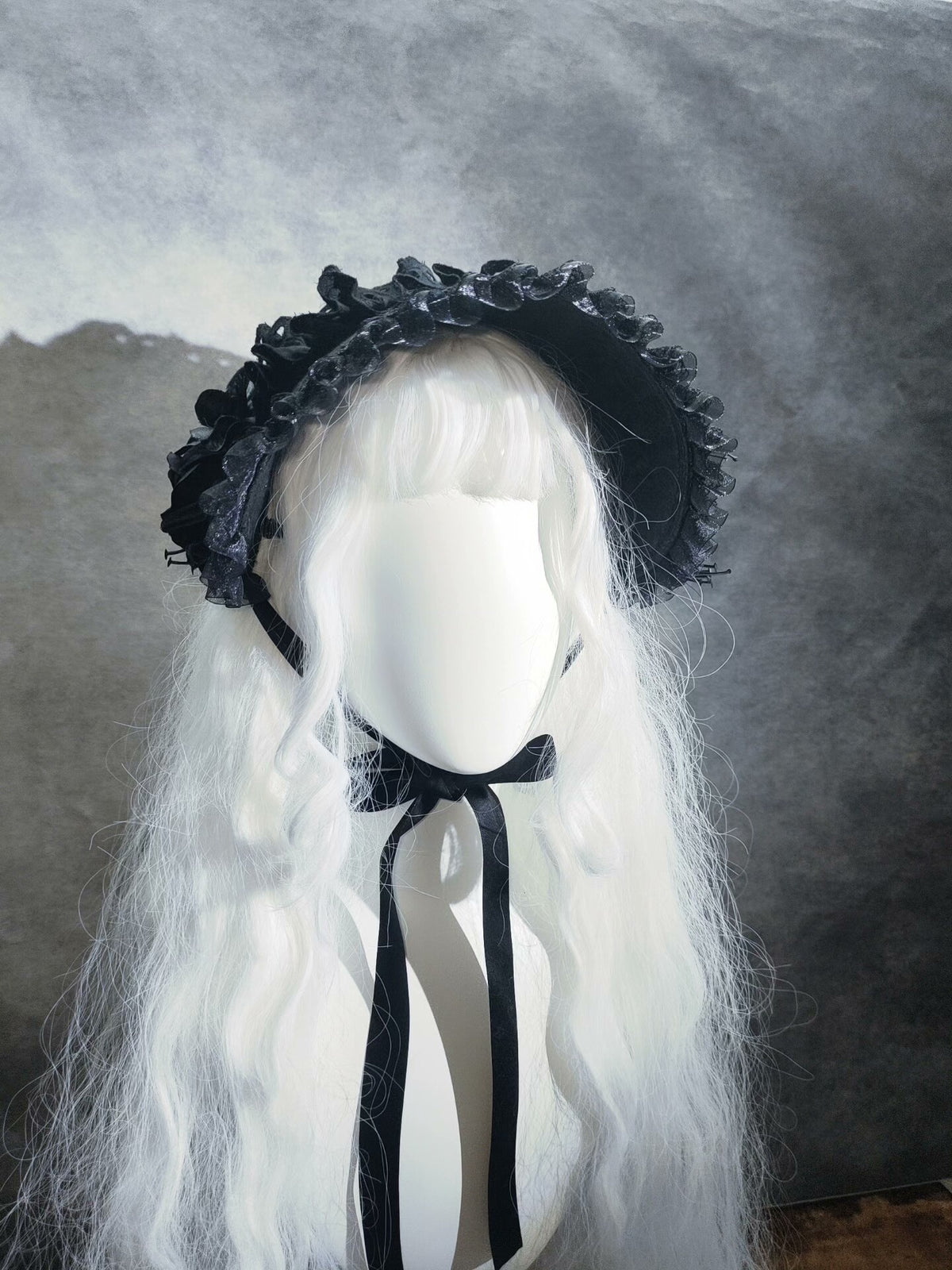 Gothic Lolita Black Bonnet Hat