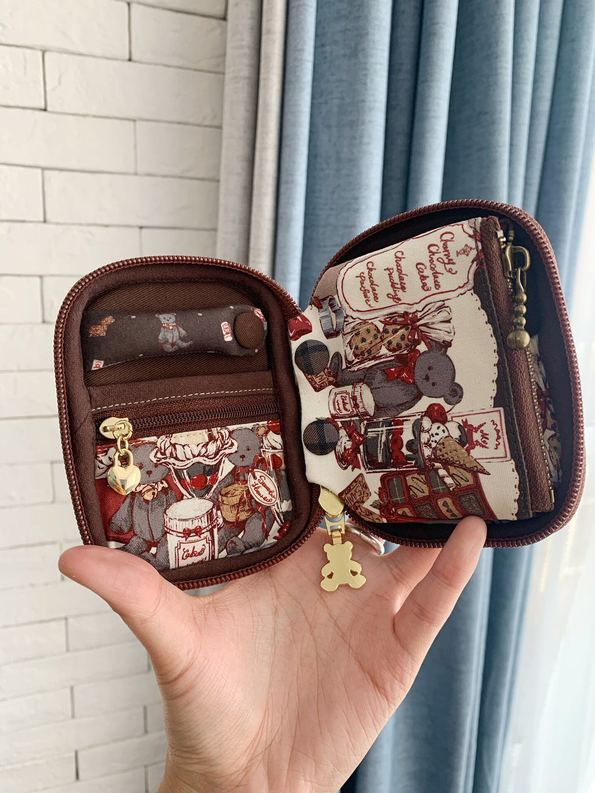 Vintage Cotton Jewelry Case with Ring Holder
