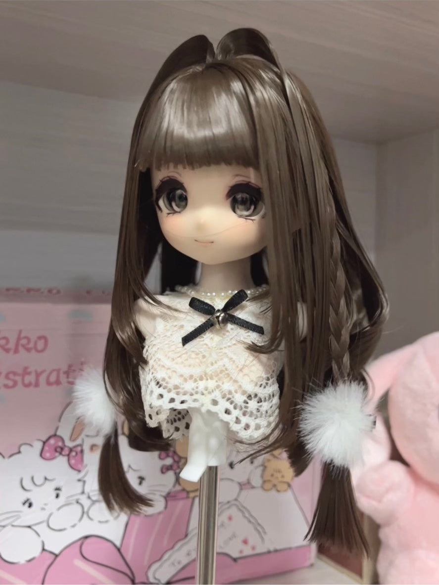 Doll Wig with Bunny Ear Buns Brown