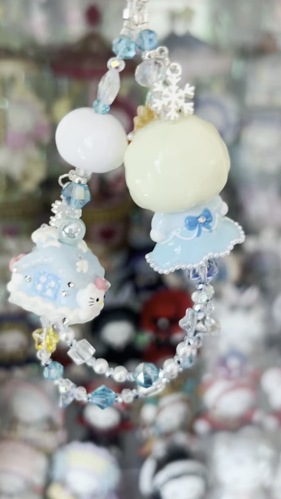 Dragon de téléphone en perles Princesse d'hiver bleu