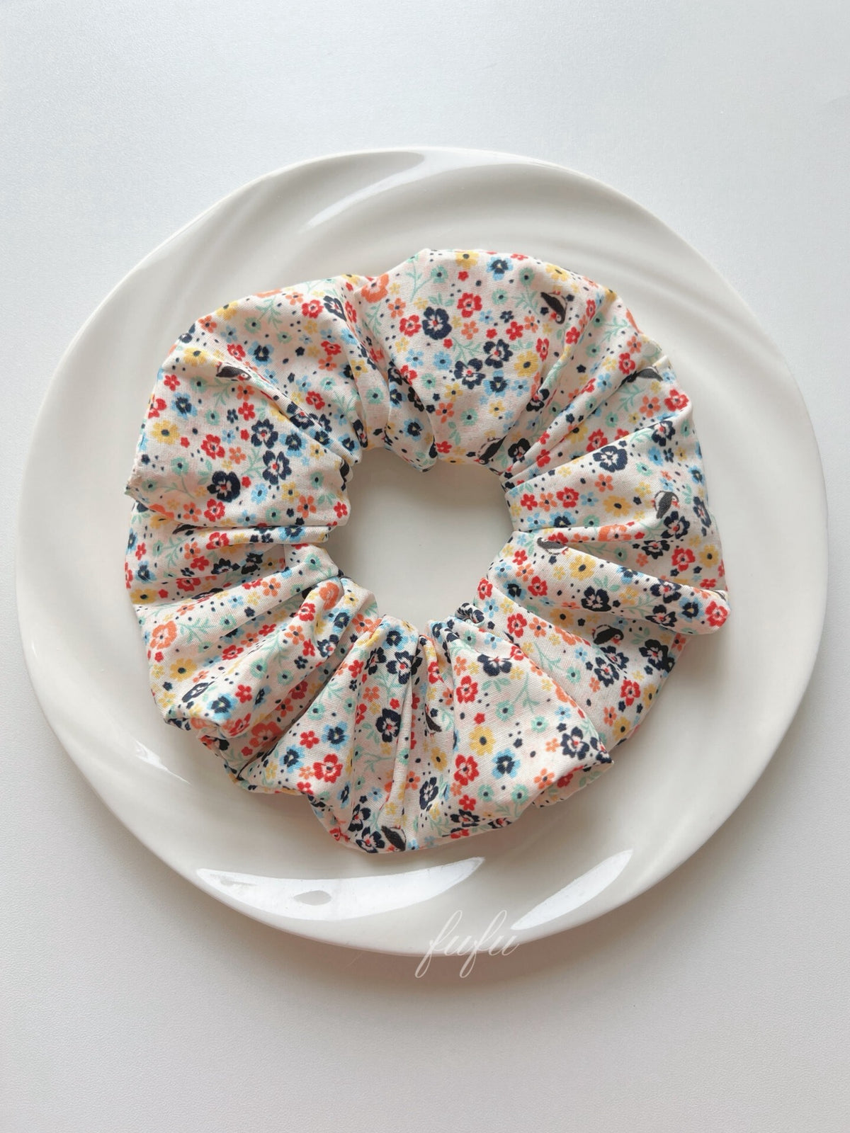 Multi-Color Floral Scrunchie 13cm