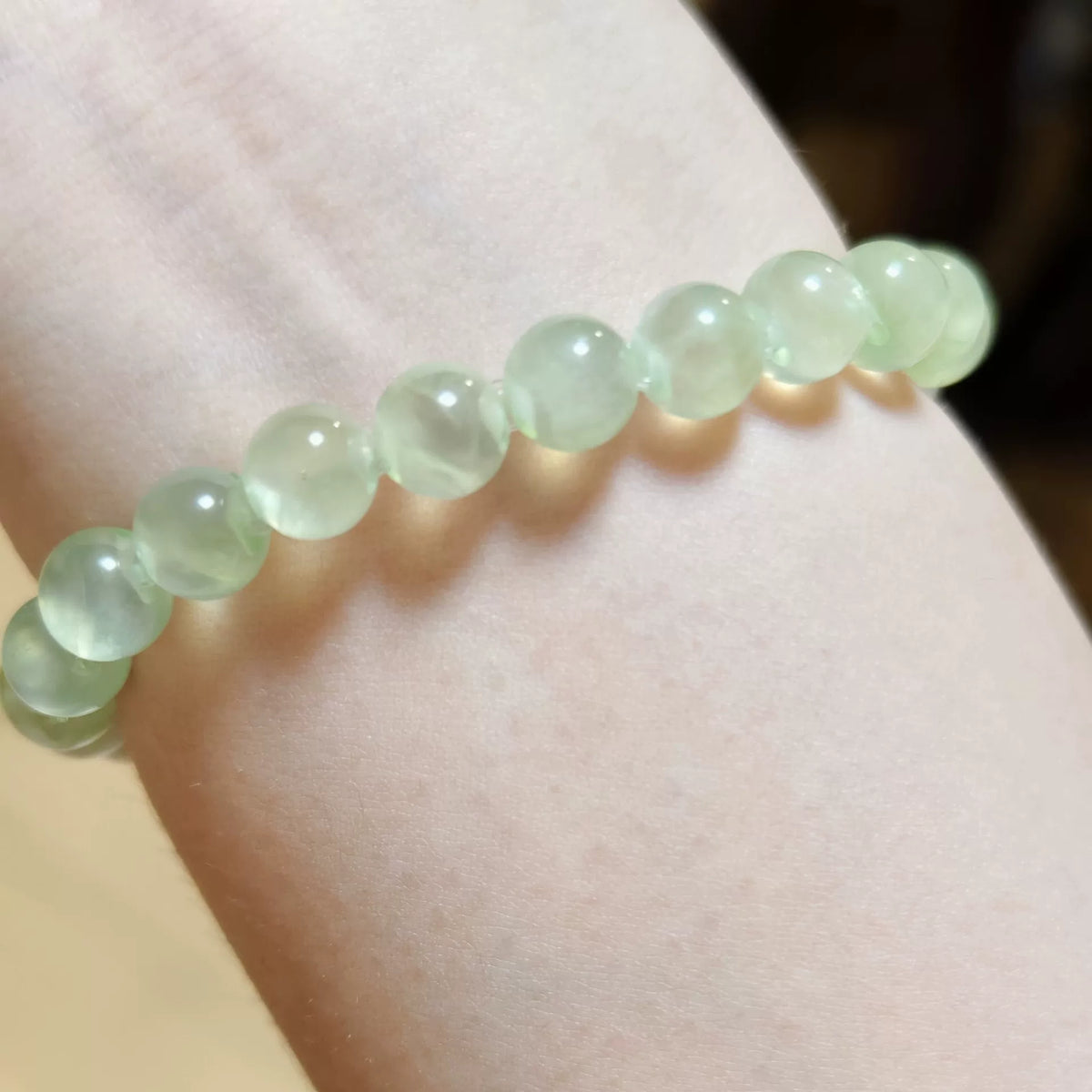 Braccialiale in Prehnite Naturale Verde Pallido