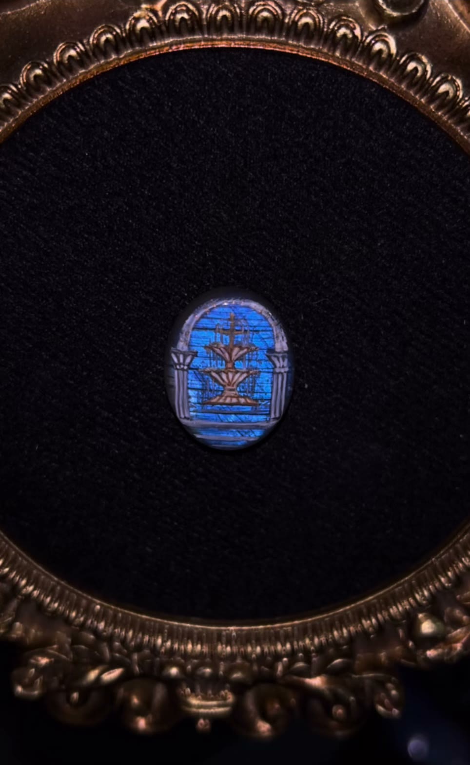 Labradorite Wishing Well Hand Painted Cabochon
