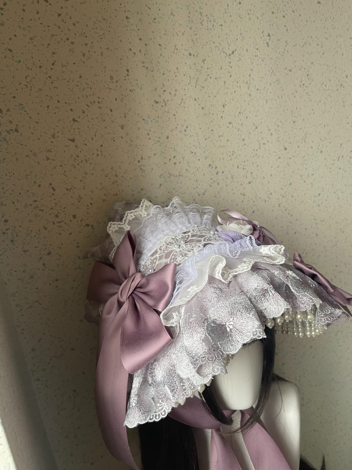 Lolita Bonnet Handmade Purple Lace