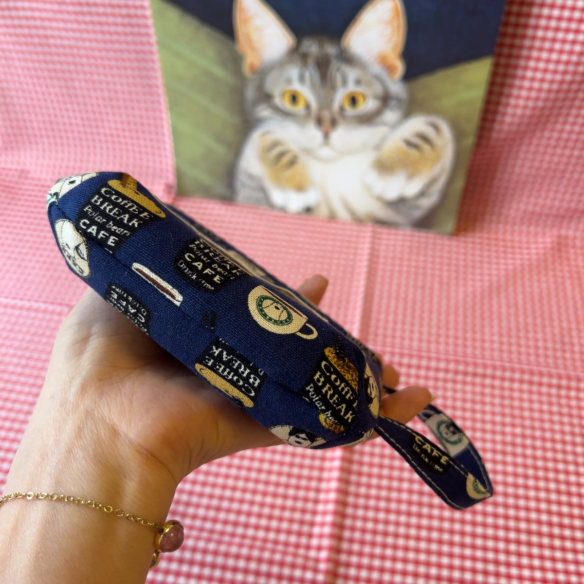 Pochette de rangement en toile marine style japonais