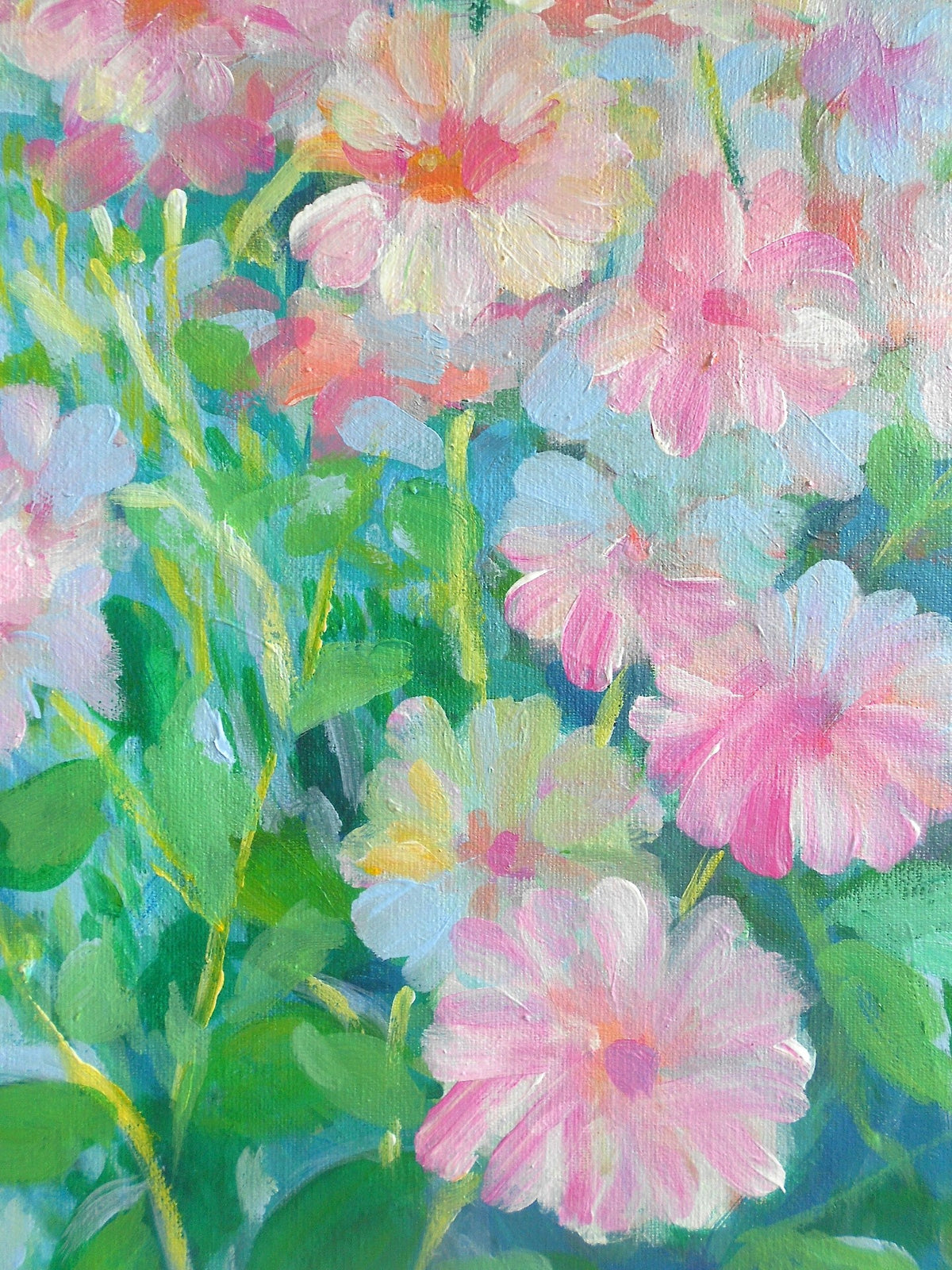 Pink Flowers Acrylic Painting 40x50cm