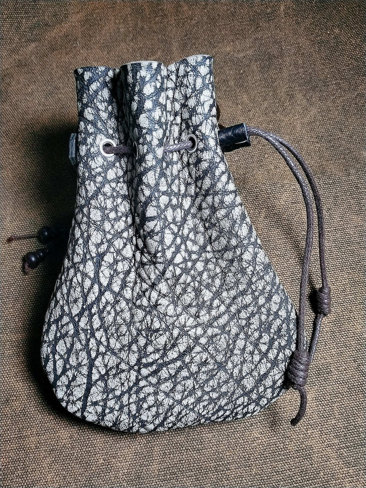 Thick Cowhide Leather Drawstring Storage Pouch