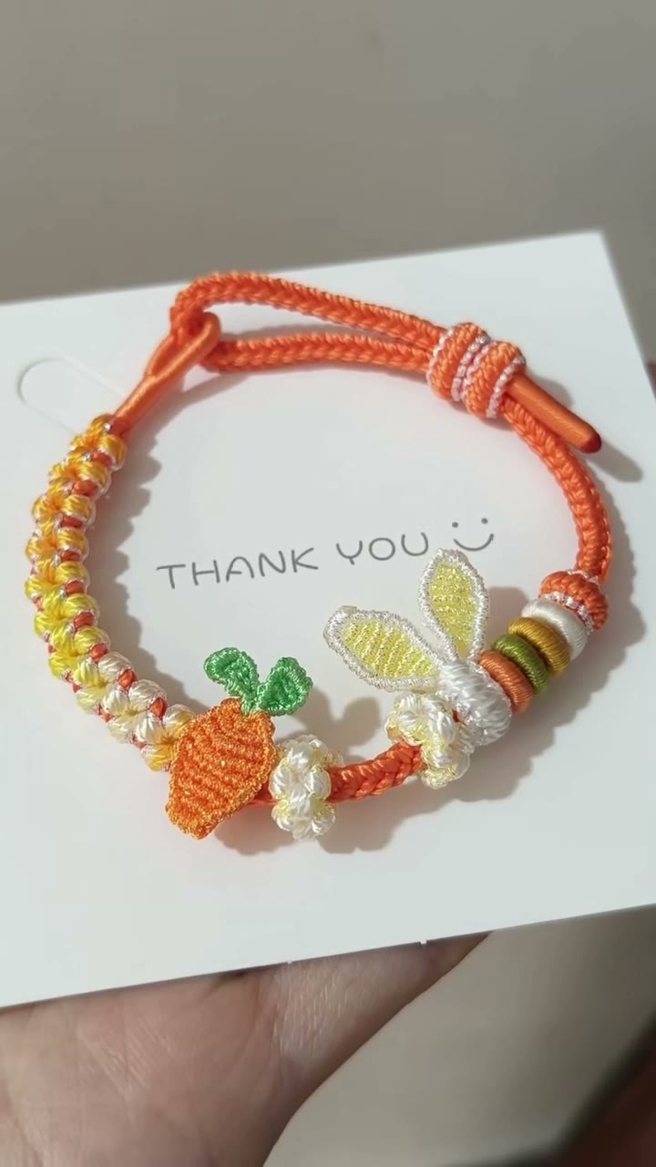 Handwoven Carrot Bunny Ear Bracelet