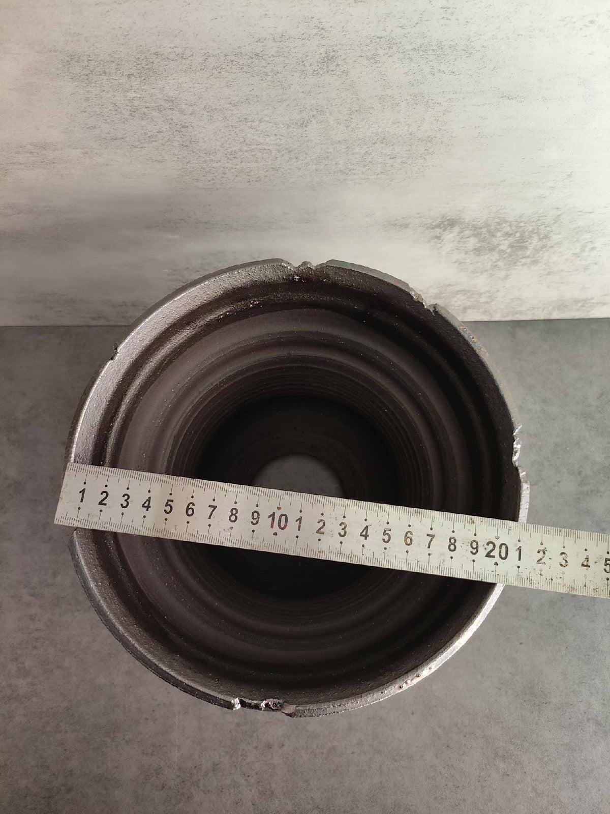 Cast Iron Decorative Container with Embossed Bands