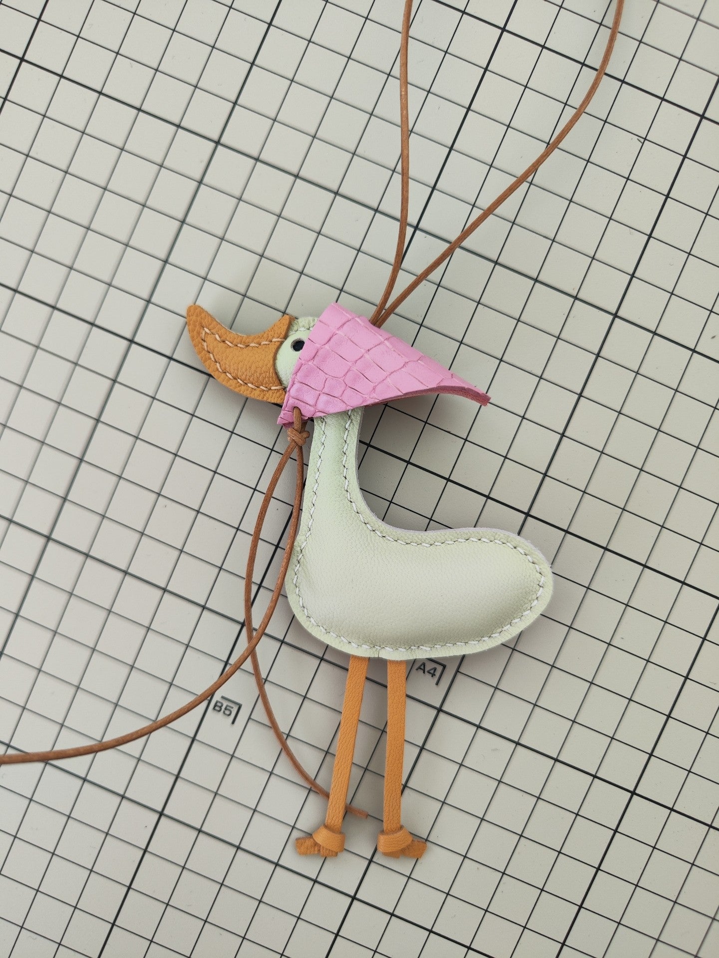 Handmade Leather Lucky Duck Keychain Bag Charm