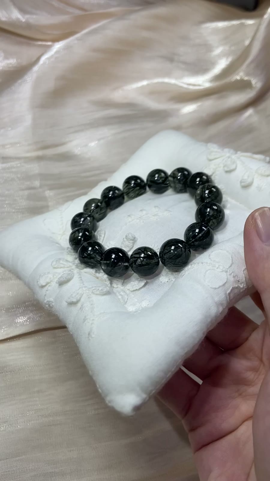 Natural Green Rutilated Quartz Beaded Bracelet 12.5mm