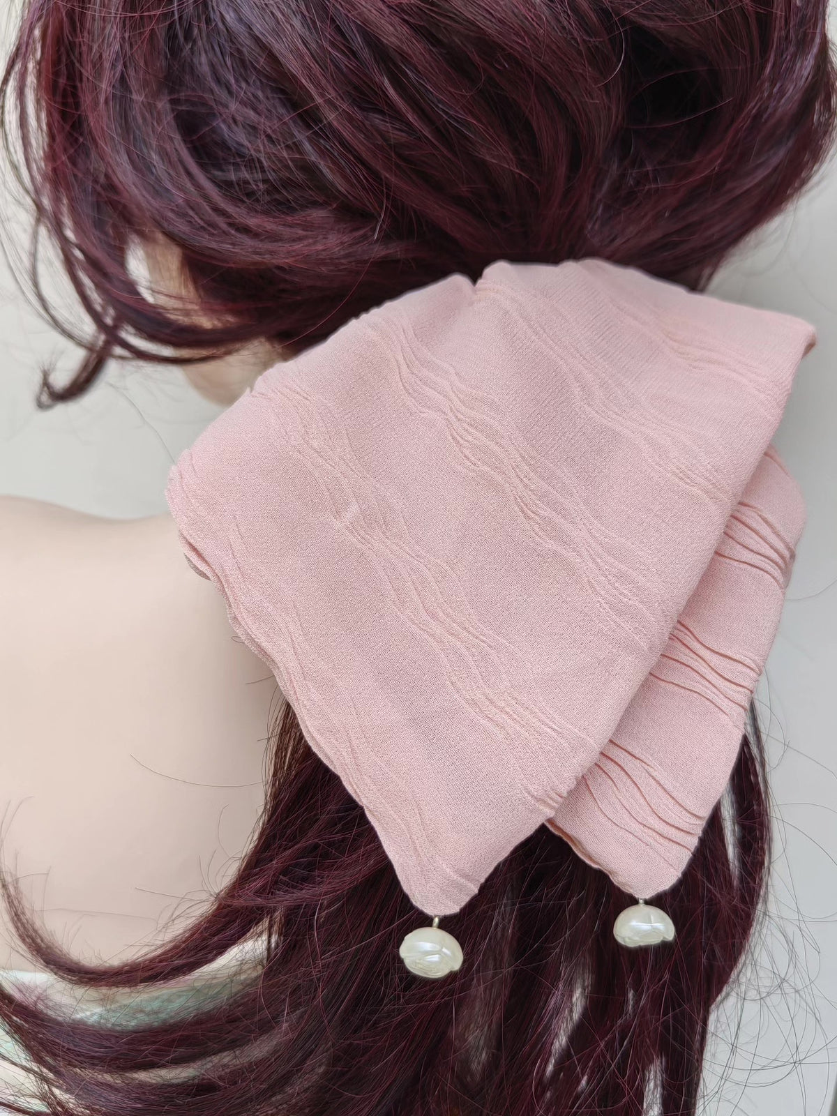 Pink Chiffon Bow Scrunchie Handmade