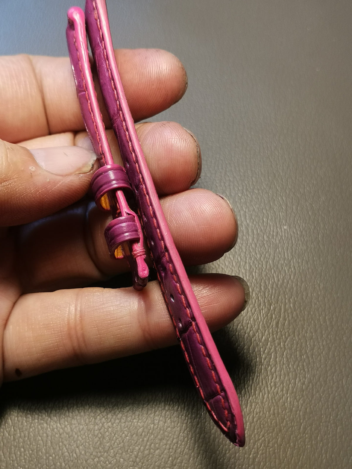 Crocodile Leather Watch Strap Pinkish Purple
