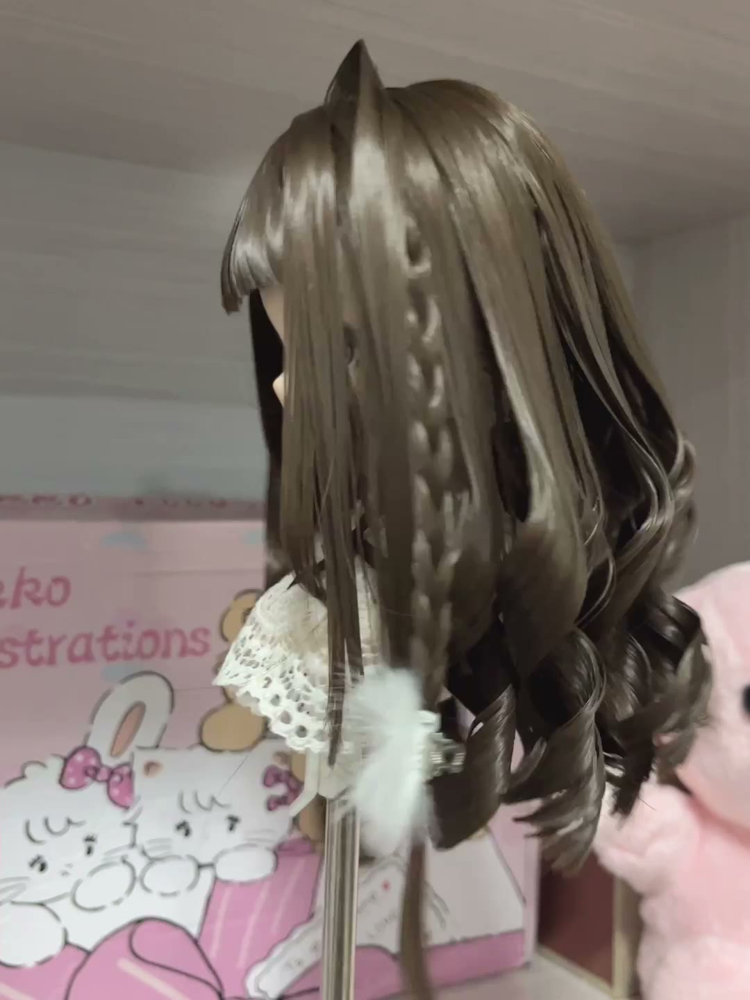 Doll Wig with Bunny Ear Buns Brown