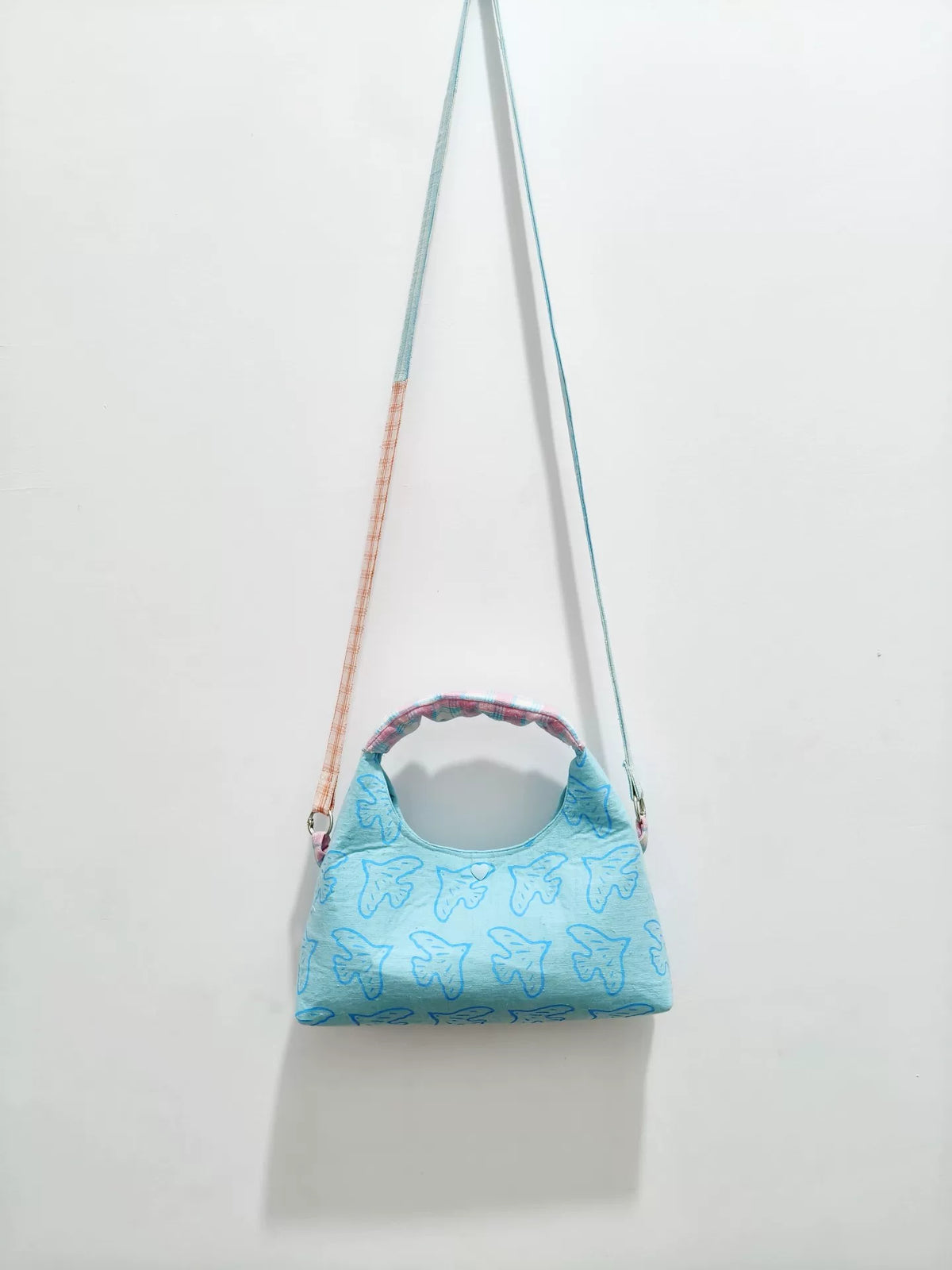 Saco Tote de Tecido com Estampa de Aves Turquesa