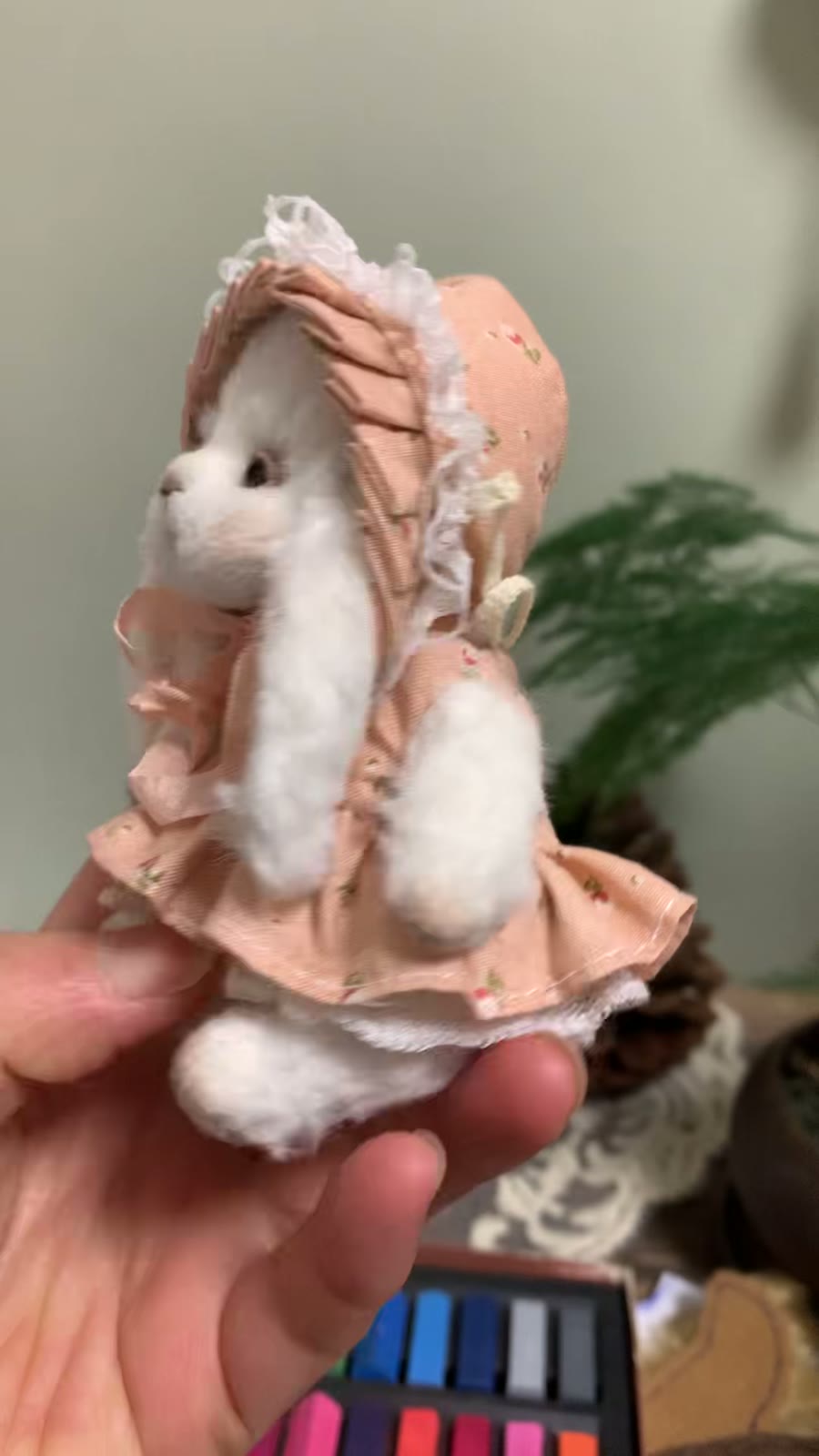 Handmade White Viscose Rabbit Doll