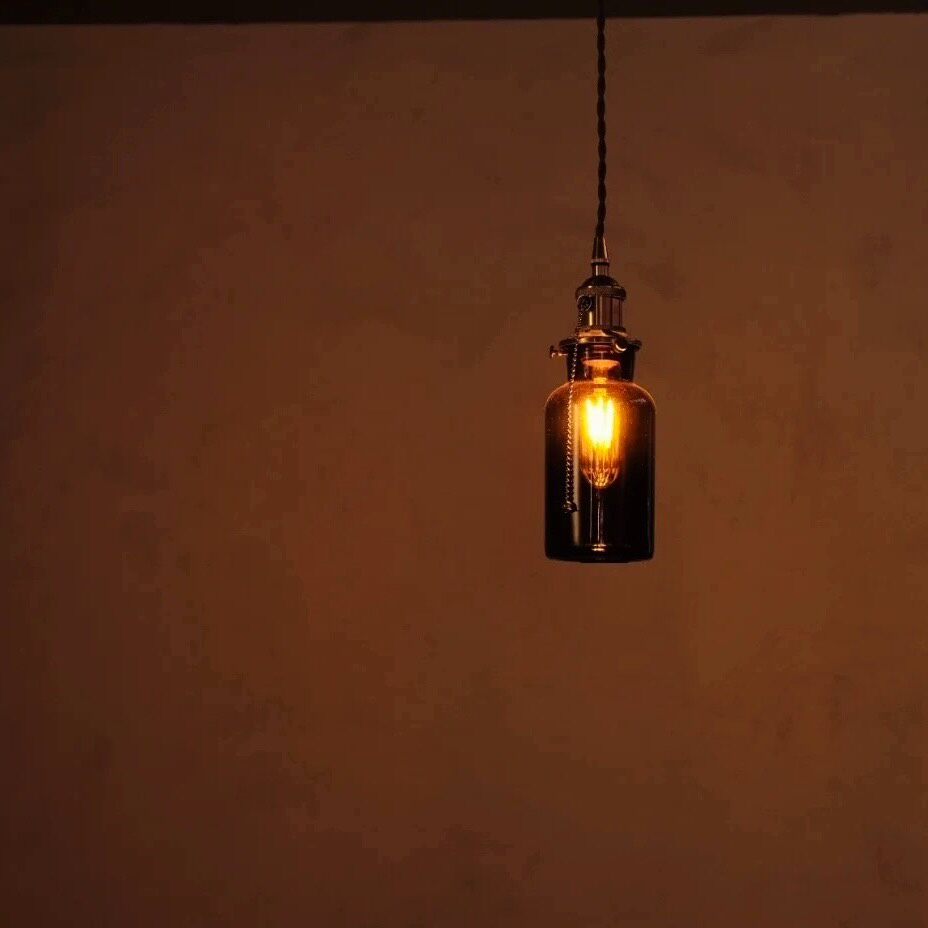 Amber Glass Pendant Light with Brass Fixture