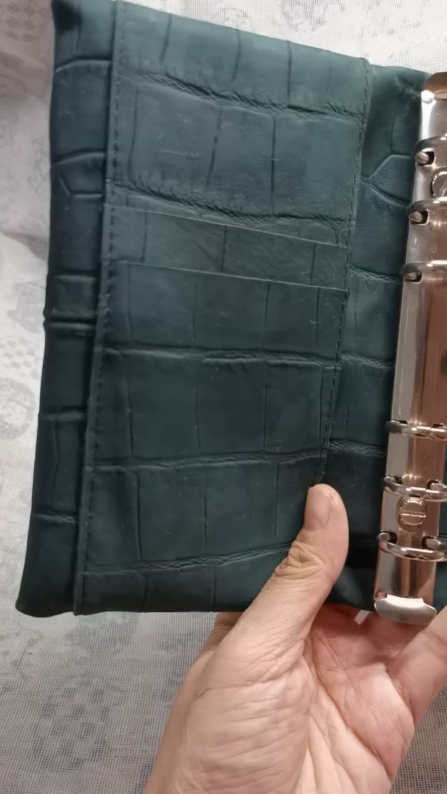 A6 Crocodile Embossed Leather Ring Binder Notebook Cover