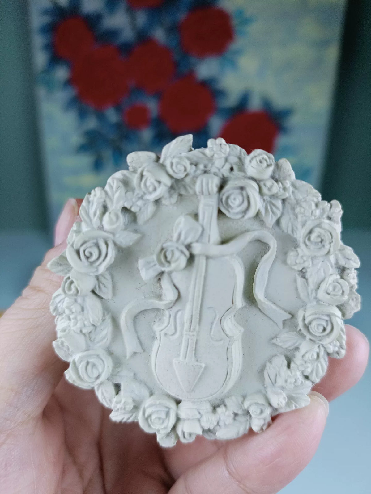 Molde de fundición de silicona con relieve floral redondo