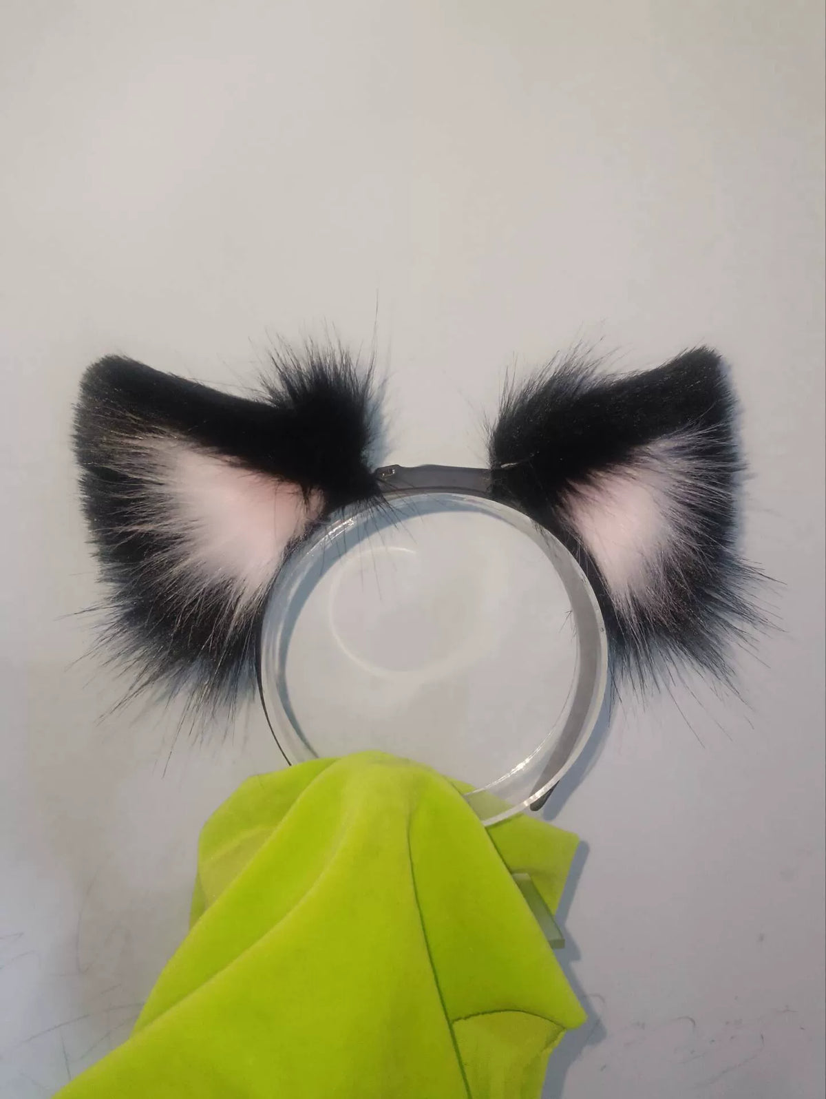 Black Faux Fur Moving Cat Ear Headband
