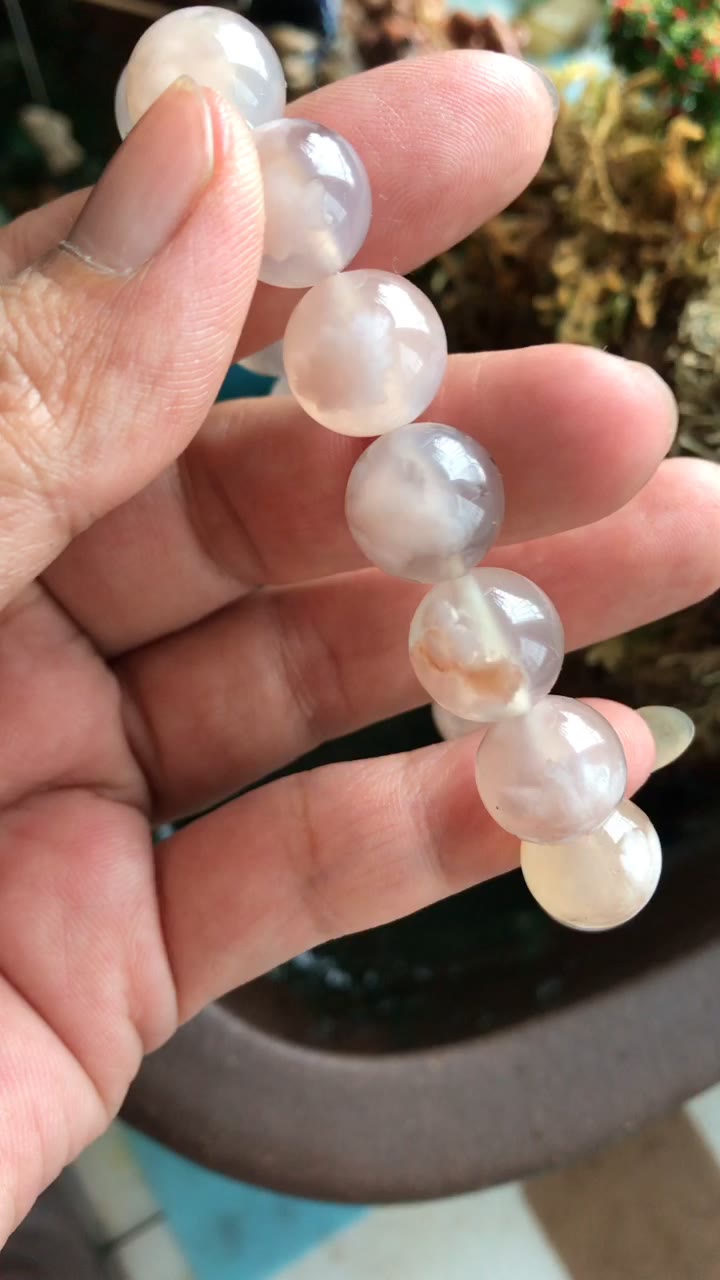 Bracelet de perles en agate fleur 12 mm