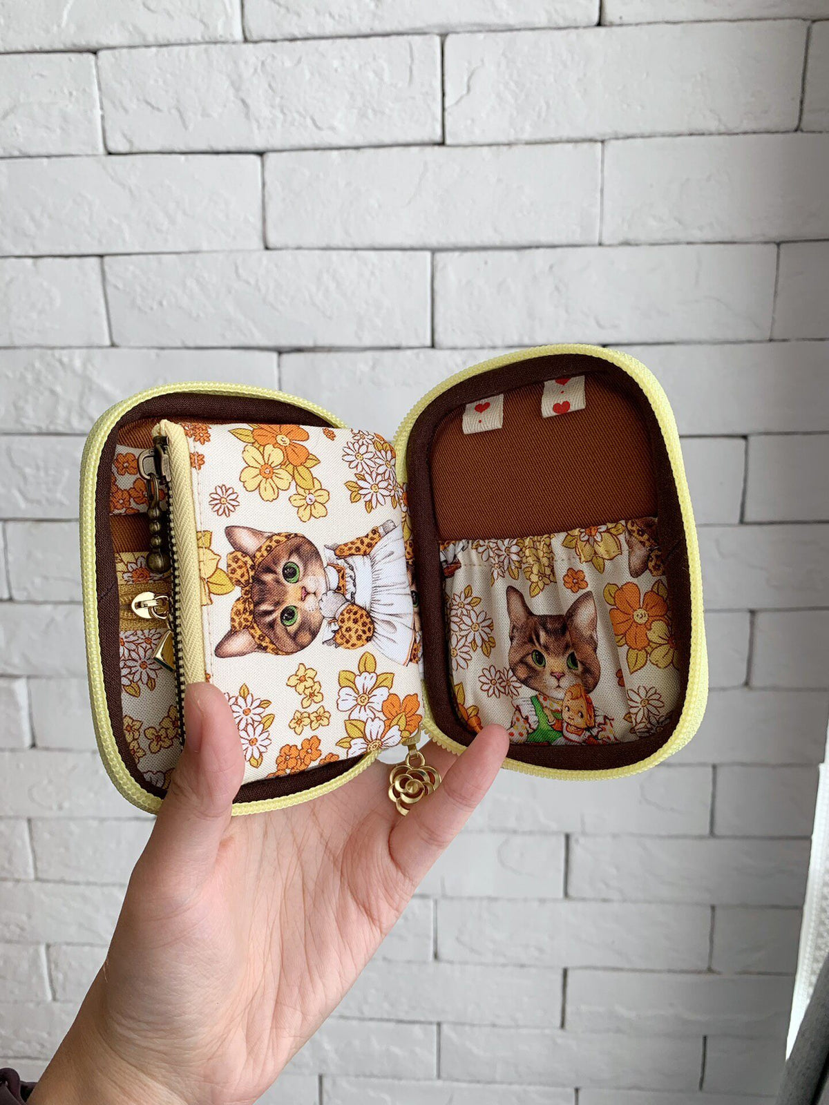 Cat Print Card Pouch with Zipper